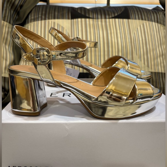 AEROSOLES Women's Cosmos Heeled Sandal Mirrored Silver Size 10 - Picture 9 of 10